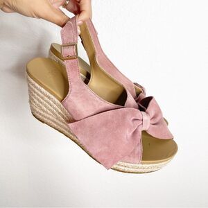 Ugg Wedges Camilla Bow Espadrille Sandal Pink Leather Slingback Size 7.5